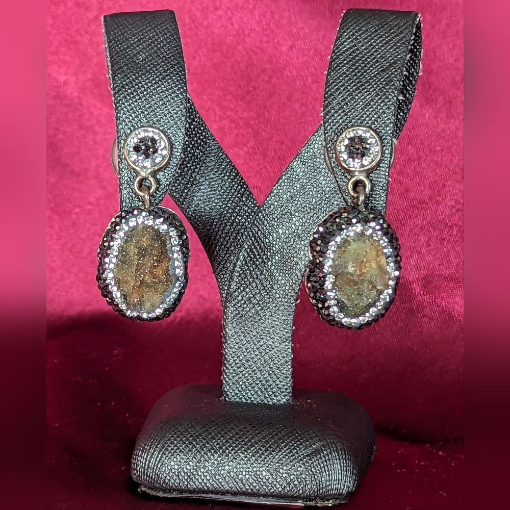 Beautiful Druzy Earrings Diamond Like Stones